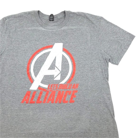 Anvil Avengers Lets Build An Alliance T Shirt Size L Gray Red White Poly Cotton - Picture 4 of 5